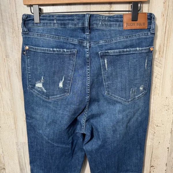 Judy Blue High Waist Distressed‎ Medium Wash Denim Jeans Flare Womens 11/30 - Image 2
