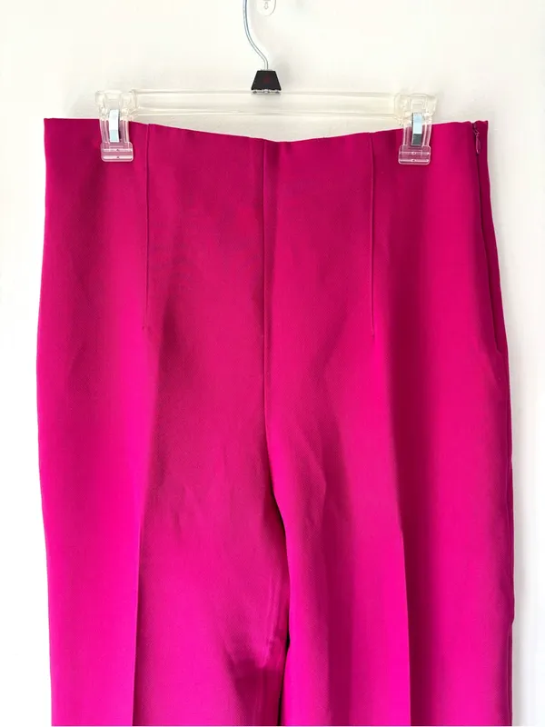 Zara High-Waisted Wide-Leg Culotte Trousers Fuchsia Pink Business Professional - Image 2