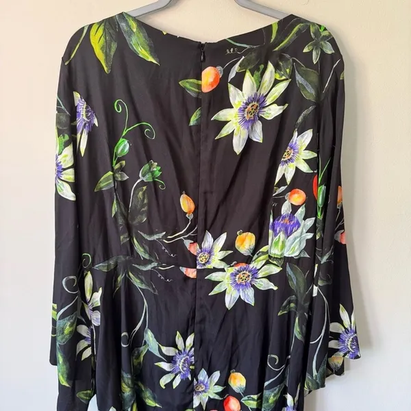 New! Gabriella Rossetti Lucrezia Black Floral Midi‎ Dress Size 14 - Image 6