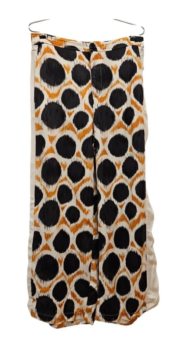 Anthropologie x Maeve Wellesley Wide Leg Printed Satin Pants - Brown/Black/White - Image 4