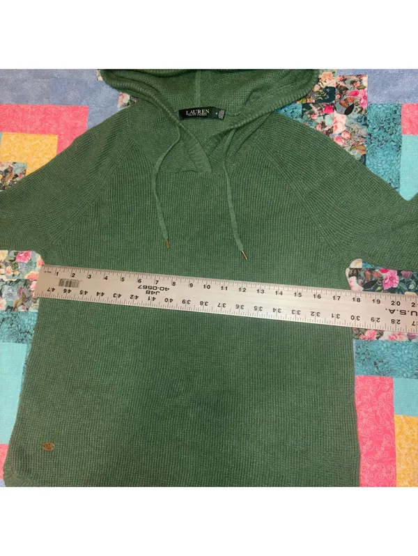 Lauren Ralph Lauren Green Knit Hooded Sweater Woman’s Size Medium Outdoor RL - Image 8