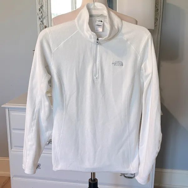 The North Face Lightweight Pullover White Long Sleeve Fleece Top Womens Medium - Image 2