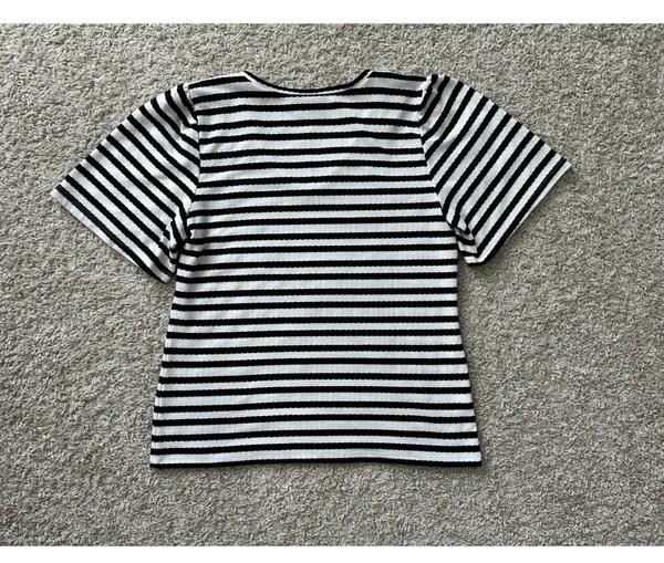 Ann Taylor Sz S Black & White Striped Knit Top Tee T-Shirt Cute!! - Image 5