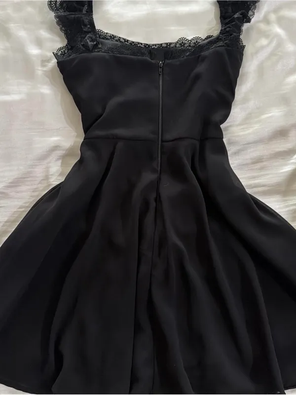 Windsor Black Lace-Shoulder skater Dress - Image 3