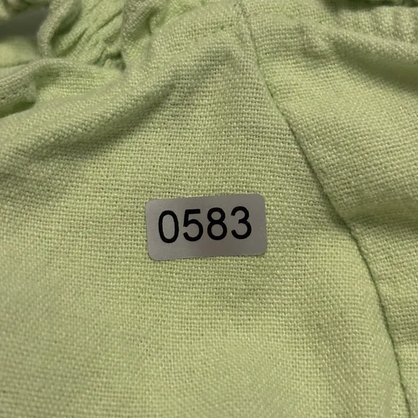 E&M Peplum Top Women Size M Green Ruffle Strap Smocked Back Sweetheart Neck - Image 6
