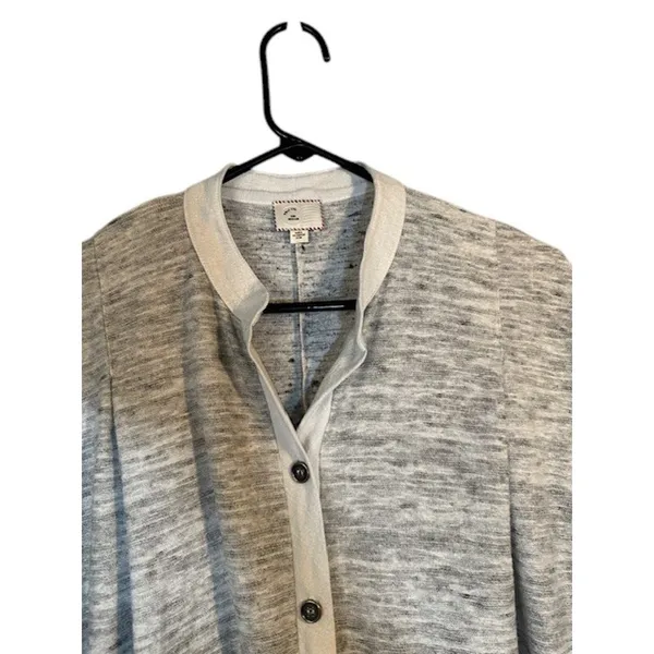 STCL by Anthropologie Women’s Gray White Short Sleeve Button Down Jacket Sz Med - Image 4