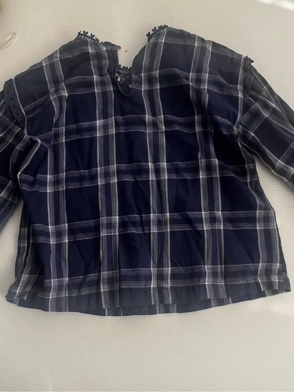 Free people Blue Plaid Lace Yoke Women's Top - Unbranded - Image 9