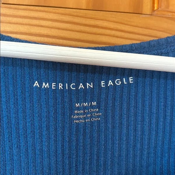 American Eagle Size Medium Blue Thermal Long-Sleeve Shirt - Image 4