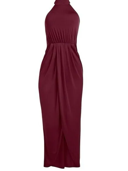 Venus Drape Maxi Dress in Burgundy Medium wedding guest bridesmaid - Image 4