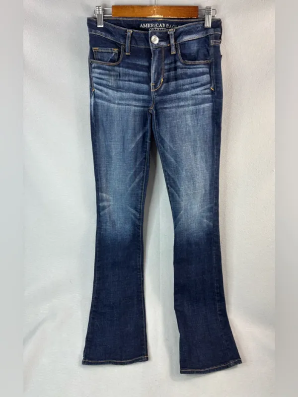 American Eagle Skinny Kick 4 Dark Blue Flare Jeans - Image 7