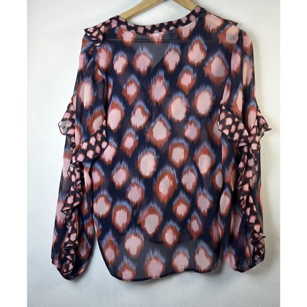 Chico's shirt womens 1 US 8 ikat sheer medium victorian cottagecore career - Image 8