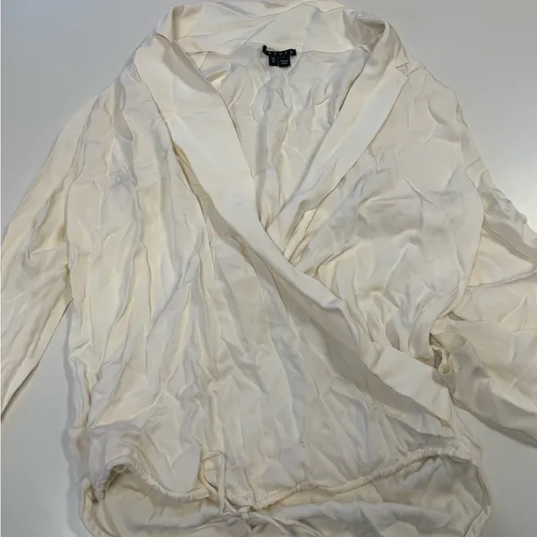 Theory Wrap-Front 100% Silk Long-Sleeve Blouse: Size Medium - Image 4