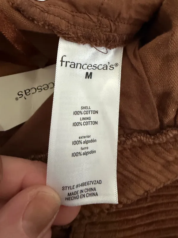 NWT Blue Rain Francesca’s Corduroy Button Front Brown Mini Skirt Size Medium.  - Image 6