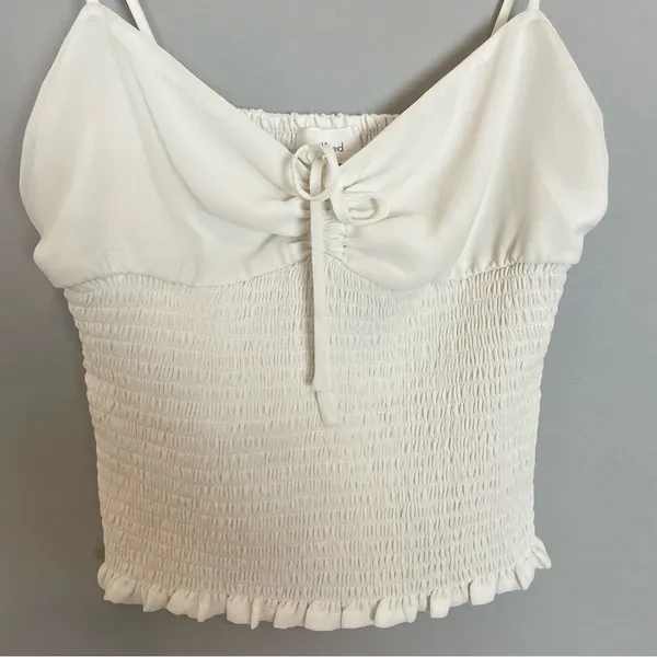 Aritzia Wilfred Ballet Camisole Top White Shirred Smocked Chiffon‎ Size XS Tank - Image 7