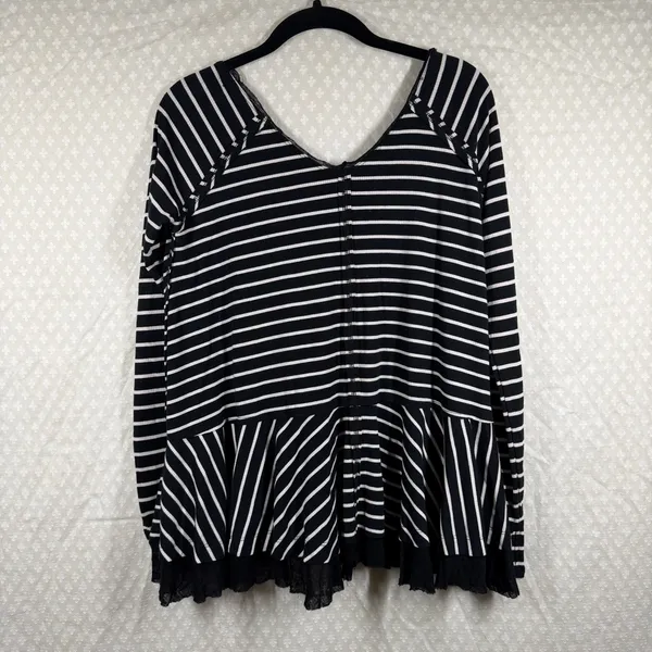 Free People We The Free‎ Black White Striped Stargazer Ribbed Top - Image 5