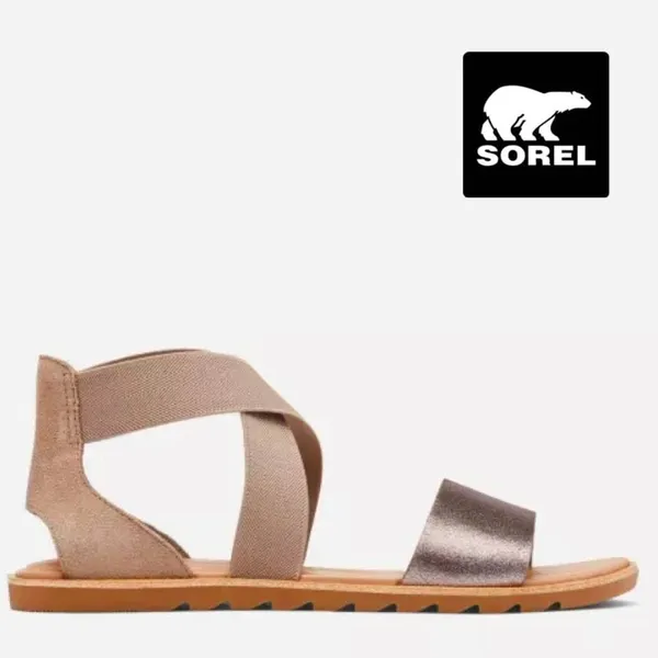Sorel Ella II Ash Brown Metallic Leather Sandal SZ 9.5 - Image 2