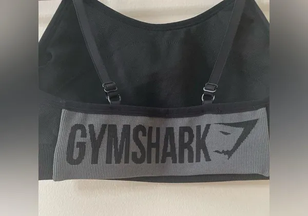 GYMSHARK Flex Strappy Sports Bra in Black/Charcoal Size XS - Image 5