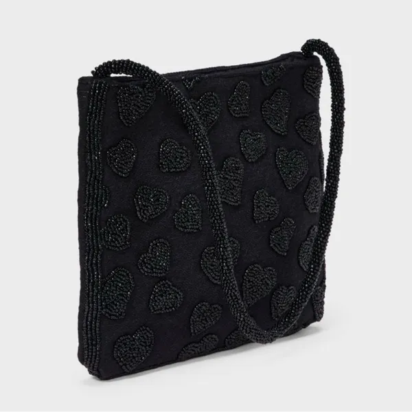 A New Day‎ Beaded Heart Shoulder Bag Black NWT - Image 7