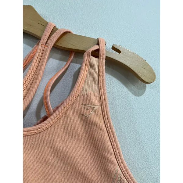 Gymshark Strappy Sports‎ Bra Orange Seamless Workout Activewear Sz L - Image 4