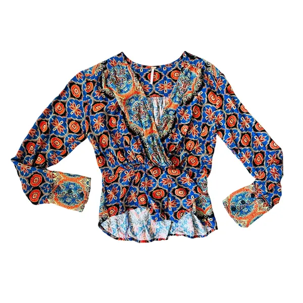 Free‎ People Falling For You Floral Print Peplum Top Boho Cropped Small - Image 5