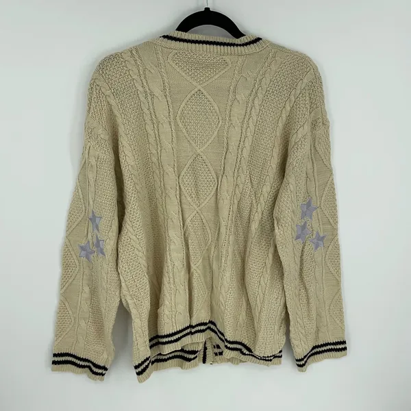 Women's Cardigan Star Embroidery Knit Open Front Cardigan V‎ Neck Long Sleeve - Image 2