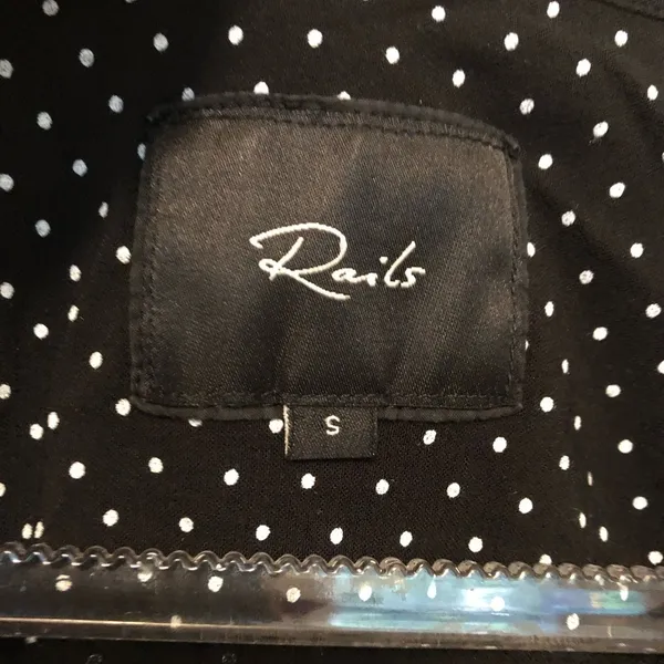 Rails Abby Top Black Polka Dots Neckline Tie Small - Image 5