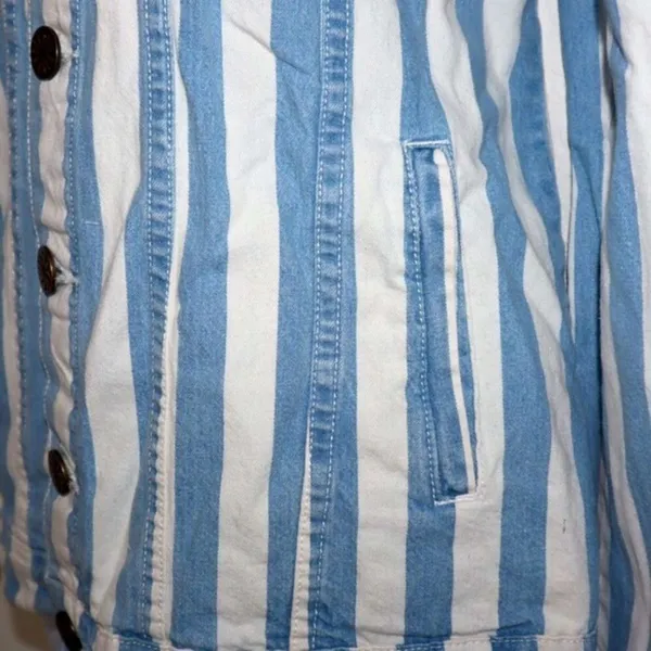 Show Me Your‎ Mumu Drine denim Jacket Sz S Marina striped - Image 10