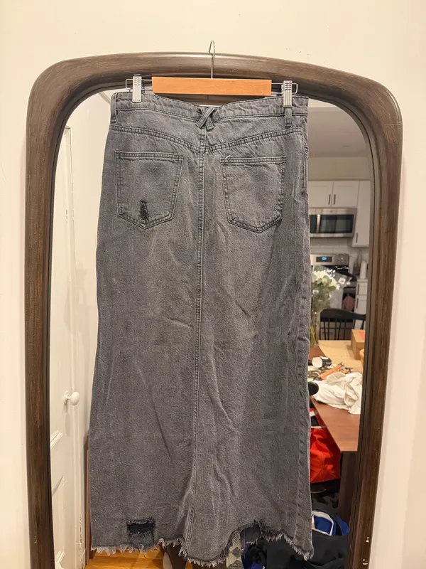 Free People Distressed Denim Skirt - Image 4