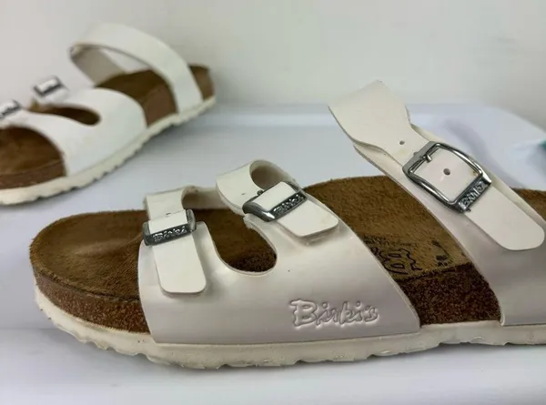 Birkenstock Birki’s Florida White Birko-Flor Strappy Sandals Sz 7 - Image 7