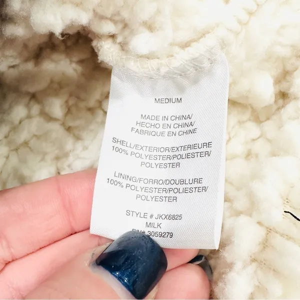 NWT Thread & Supply Cream Black Piping Quarter Zip Sherpa Pullover Sweatshirt - Image 3