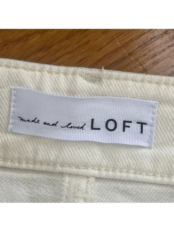 Ann Taylor LOFT High Waist Wide Leg Crop Jeans White Size 12P/31 - Image 7