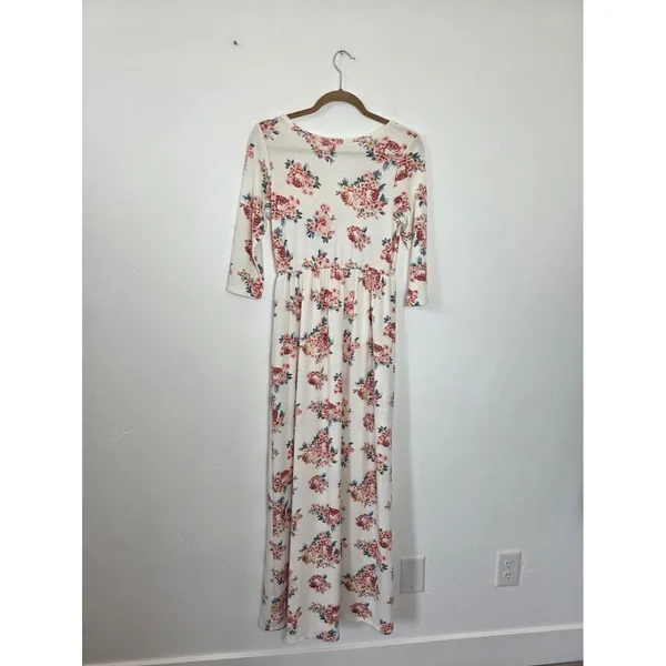 Chris & Carol Floral Maxi Dress Soft Knit Pockets Modest Teacher Cottagecore S - Image 8