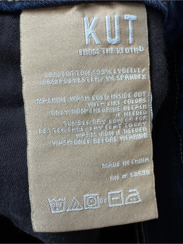Kut From the Kloth Meg High Rise Fab Ab Wide Leg Jeans Denim Yielded Wash Blue 8 - Image 9