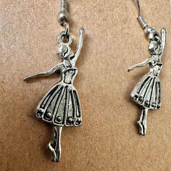Ballerina Dangle Earrings – Silver Tone - Image 5