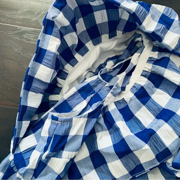 Lulus NWOT Day & Moon Boutique Brand White/Blue Checker Gingham Print Romper | Size: M - Image 11