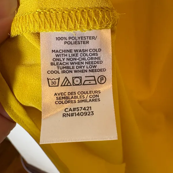 LOFT Long Sleeve‎ Ruffle Sleeve V-Neck Blouse Top Size Medium Mustard Yellow - Image 4