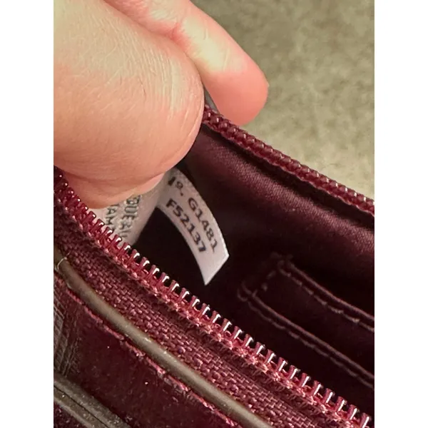 Coach Wristlet Patent Leather F52137 Maroon Burgundy Bow Small Handbag Sherry - Image 7