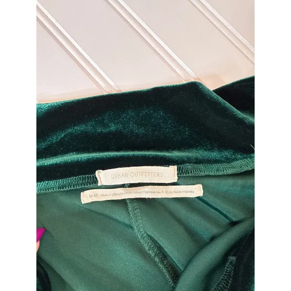 Urban Outfitters Velour Emerald Green Mini Drees Stretchy Quiet Luxury Soft Sz M - Image 5