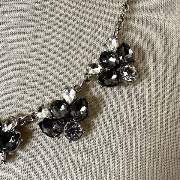 Grey and clear rhinestone necklace Silver - Image 2
