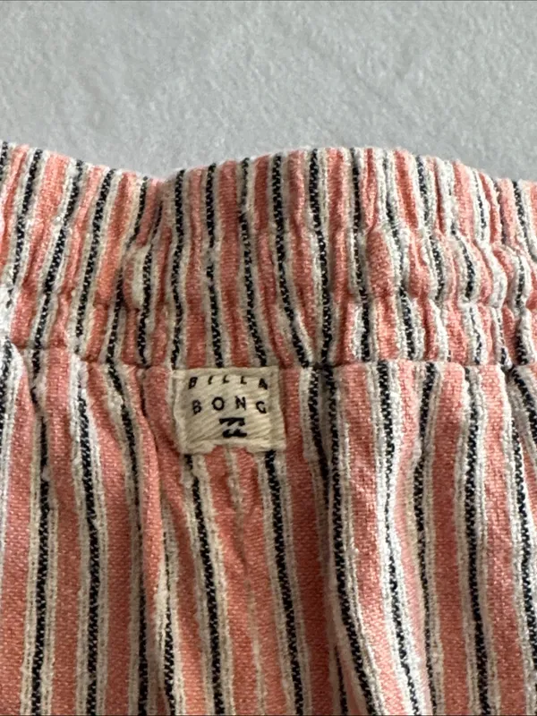 Billabong Road Trippin Coral Pink Striped Drawstring Athletic Shorts - Image 5