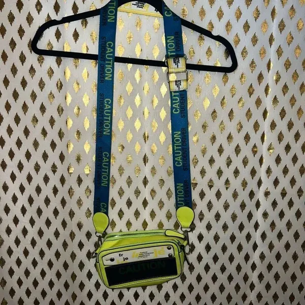 Neon yellow fluorescent green Cross body bag purse Fanny pack caution student dr - Image 3