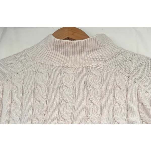Aritzia Sunday Best Pink Cable Knit Collared Cropped Sweater Prep Merino Wool - Image 5