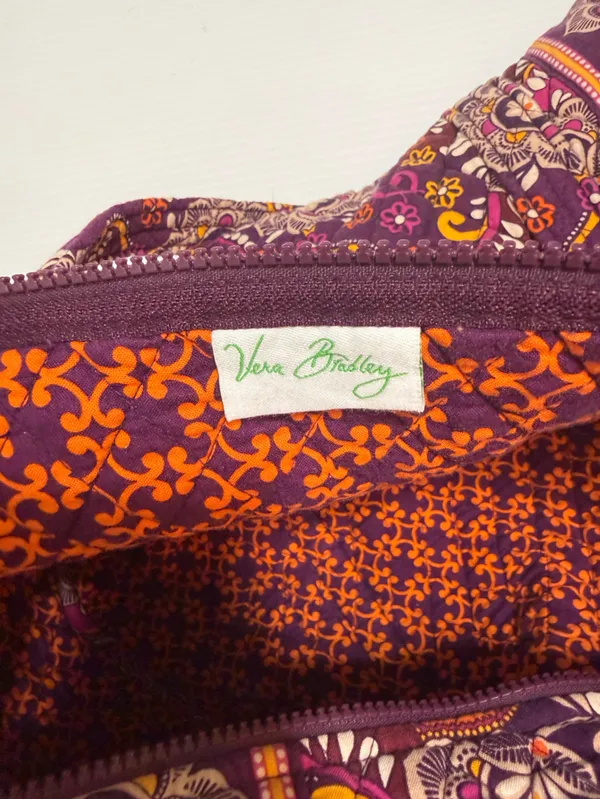 Vera Bradley Safari Sunset Paisley Design Small Duffel Bag Purple Orange - Image 8