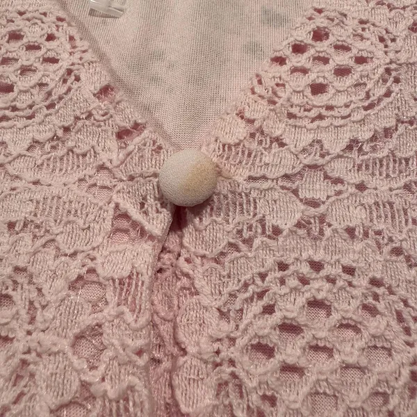 NWT Loft Lace Peplum Top Pink Button Up Romantic Feminine Cottage Coquette M - Image 5