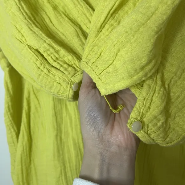 NEW! Anthropologie Yellow gauze cotton drawstring romper size medium $128 - Image 7