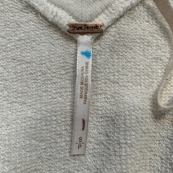 Free People No Frills Pullover Top Cream Lace Insert Vneck Sweatshirt‎ Small - Image 9