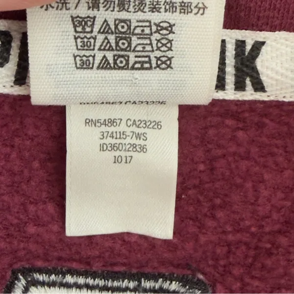 Pink Victoria's Secret Maroon Fleece Quarter Zip Size M - Image 8