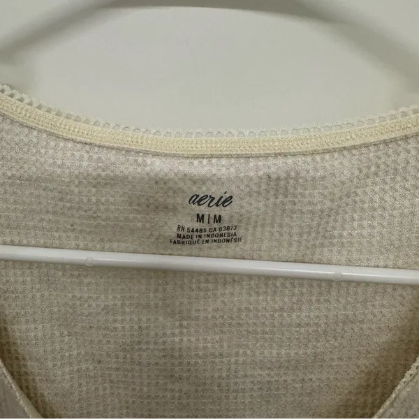 Aerie Cream Waffle Texture Long Sleeve Top - Image 2