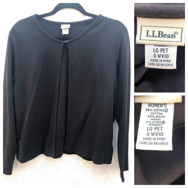 L.L. Bean Soft Cardigan Black Petite Size undefined - Image 4