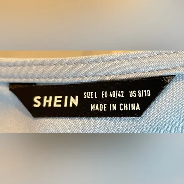SHEIN One Shoulder Midi Dress Blue Slit Elegant Minimalist Women Size‎ L - Image 4